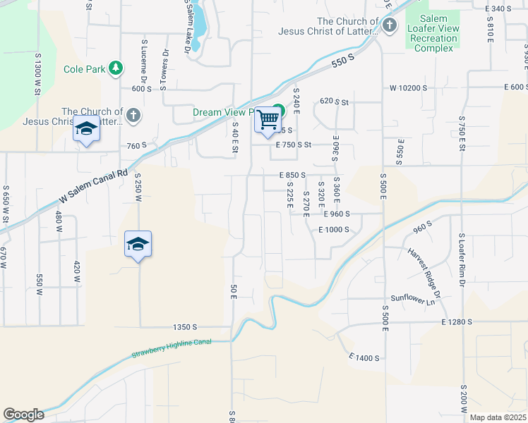 map of restaurants, bars, coffee shops, grocery stores, and more near 1346 South 140 East in Salem