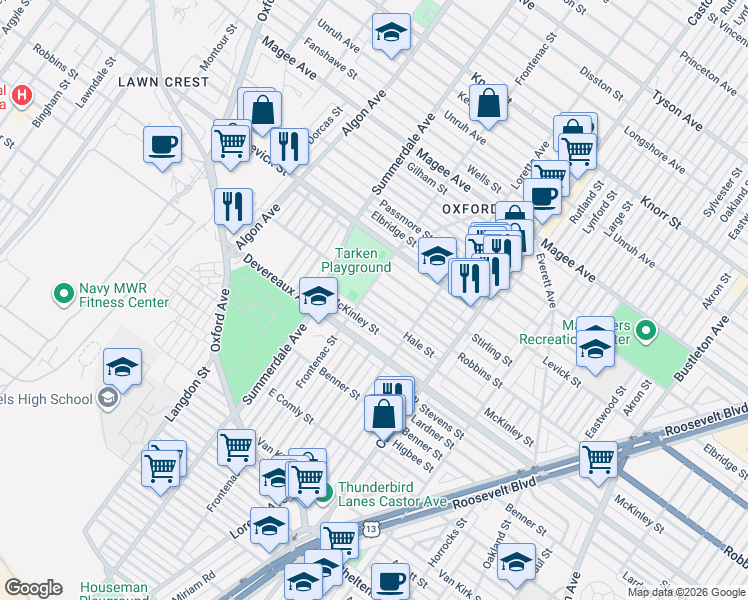 map of restaurants, bars, coffee shops, grocery stores, and more near 1200 Hale Street in Philadelphia