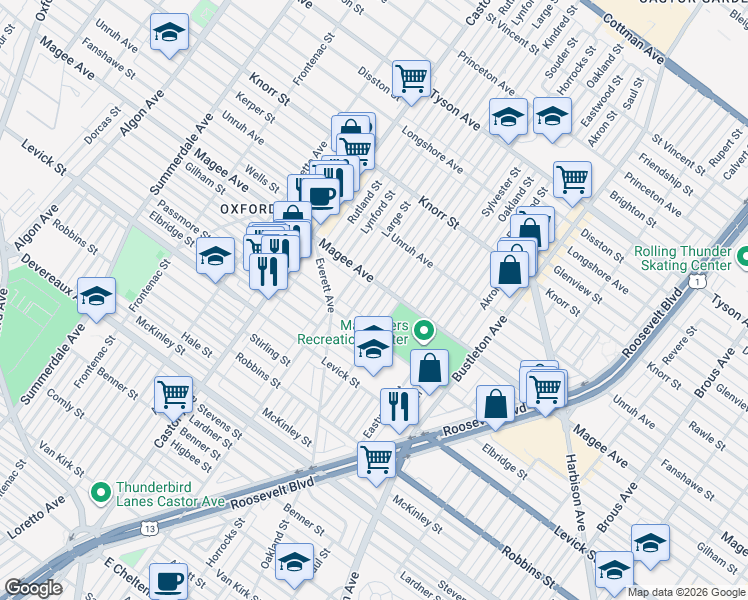 map of restaurants, bars, coffee shops, grocery stores, and more near in Philadelphia