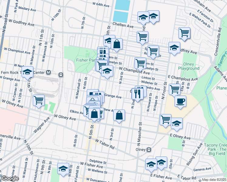 map of restaurants, bars, coffee shops, grocery stores, and more near 5823 North 4th Street in Philadelphia