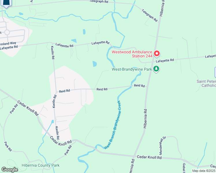 map of restaurants, bars, coffee shops, grocery stores, and more near 253 Reid Road in Coatesville