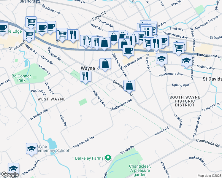map of restaurants, bars, coffee shops, grocery stores, and more near 48 Greythorne Woods Circle in Wayne