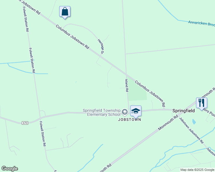 map of restaurants, bars, coffee shops, grocery stores, and more near 9 Village Drive in Springfield