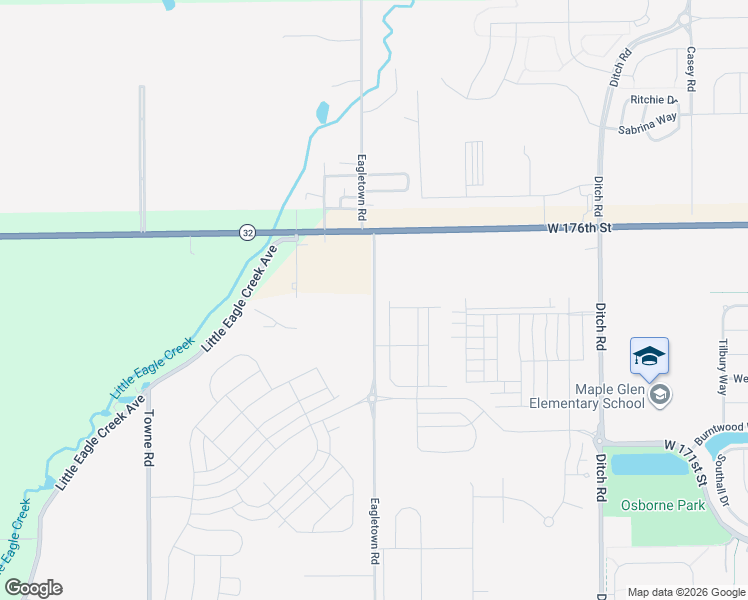 map of restaurants, bars, coffee shops, grocery stores, and more near 17182 Eagletown Road in Westfield