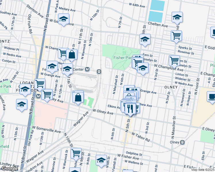 map of restaurants, bars, coffee shops, grocery stores, and more near 5762 North 7th Street in Philadelphia