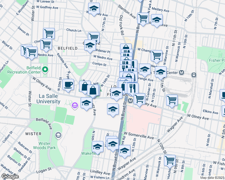 map of restaurants, bars, coffee shops, grocery stores, and more near 1500 West Chew Avenue in Philadelphia