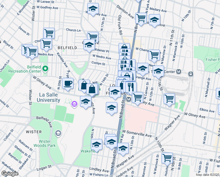 map of restaurants, bars, coffee shops, grocery stores, and more near 1506 West Chew Avenue in Philadelphia