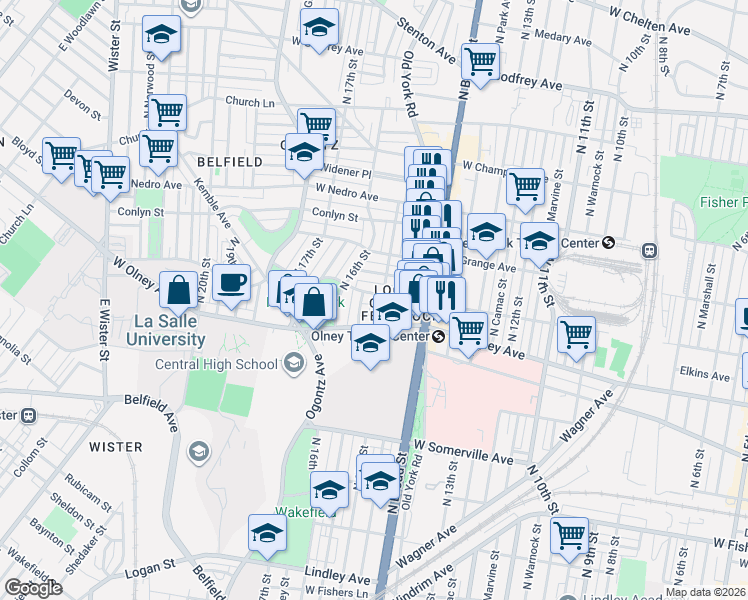 map of restaurants, bars, coffee shops, grocery stores, and more near 1508 West Chew Avenue in Philadelphia