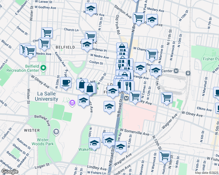 map of restaurants, bars, coffee shops, grocery stores, and more near 1502 West Chew Avenue in Philadelphia
