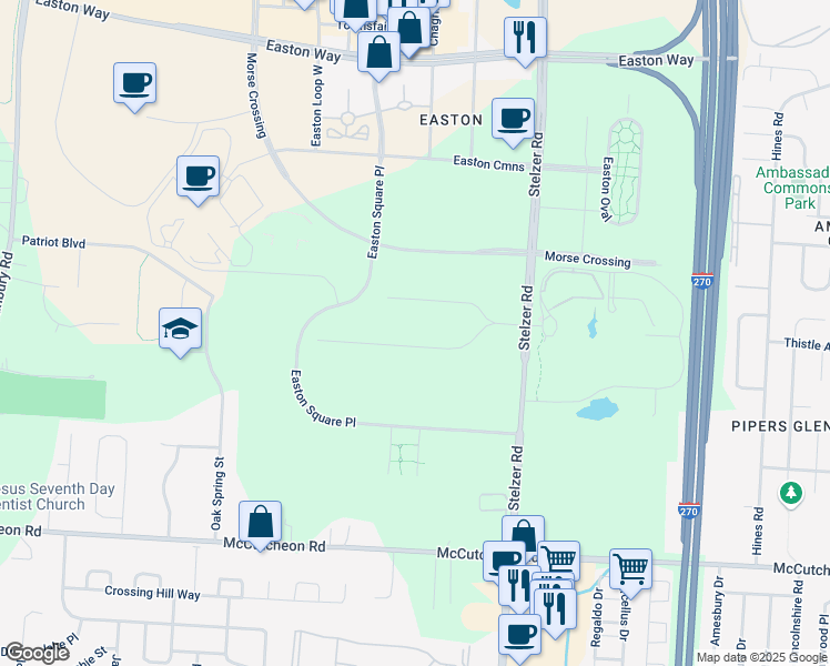 map of restaurants, bars, coffee shops, grocery stores, and more near 3681 Florian Drive in Columbus