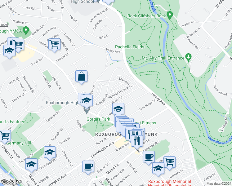 map of restaurants, bars, coffee shops, grocery stores, and more near 559 Pedley Road in Philadelphia