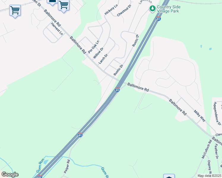 map of restaurants, bars, coffee shops, grocery stores, and more near 8 Koser Lane in Shippensburg