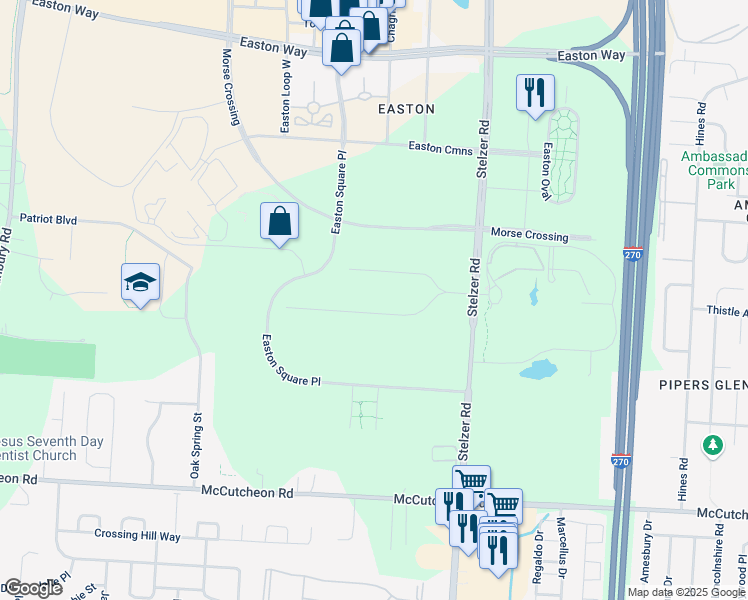 map of restaurants, bars, coffee shops, grocery stores, and more near 3681 Florian Drive in Columbus