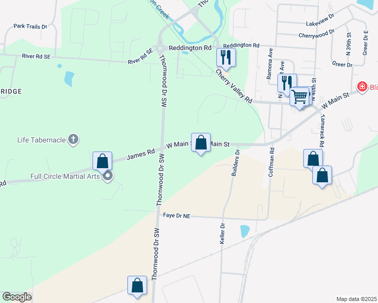 map of restaurants, bars, coffee shops, grocery stores, and more near 2083 West Main Street in Newark