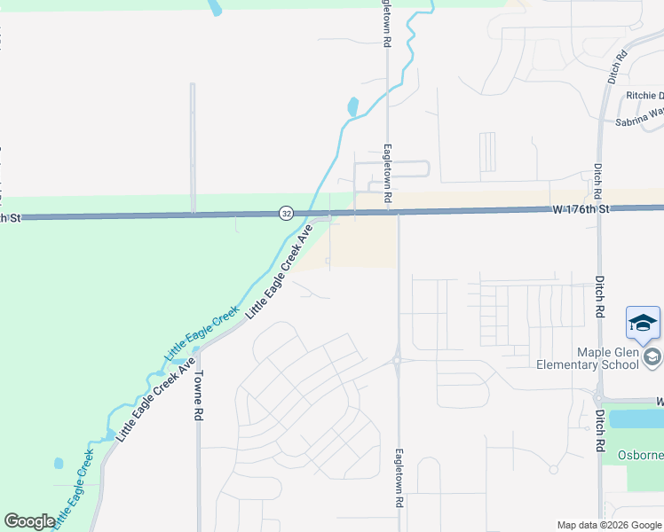 map of restaurants, bars, coffee shops, grocery stores, and more near 17404 Washington Street South in Westfield