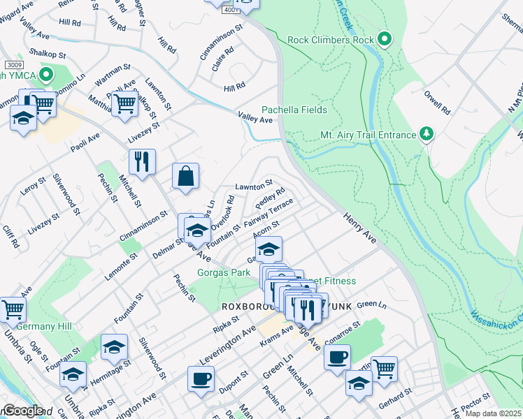 map of restaurants, bars, coffee shops, grocery stores, and more near 563 Pedley Road in Philadelphia