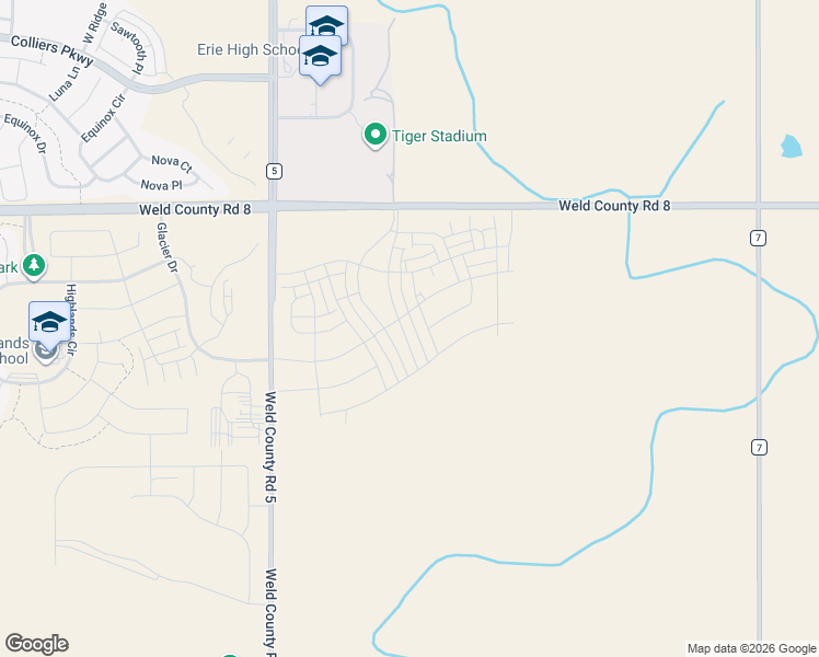 map of restaurants, bars, coffee shops, grocery stores, and more near 2240-2832 County Road 5 in Erie