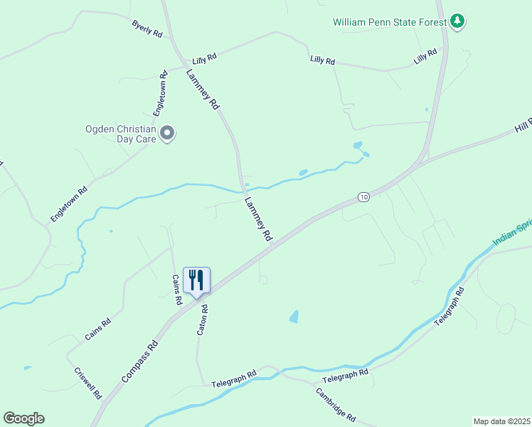 map of restaurants, bars, coffee shops, grocery stores, and more near 751 Lammey Road in Honey Brook