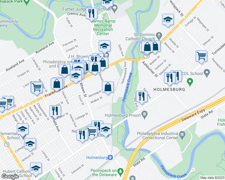 map of restaurants, bars, coffee shops, grocery stores, and more near 4243 Mill Street in Philadelphia