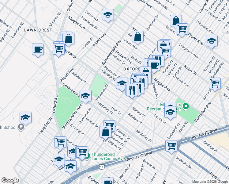 map of restaurants, bars, coffee shops, grocery stores, and more near 1236 Elbridge Street in Philadelphia