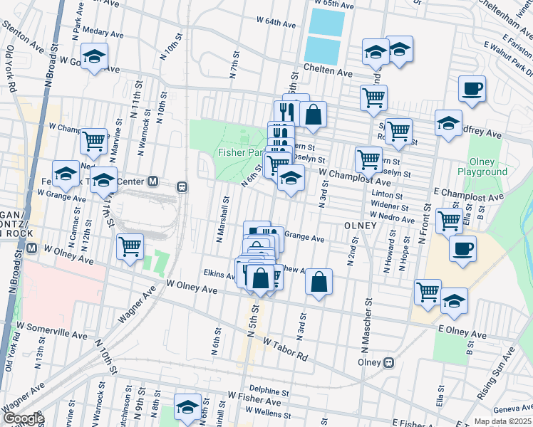 map of restaurants, bars, coffee shops, grocery stores, and more near 5826 North 5th Street in Philadelphia
