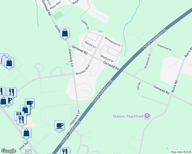map of restaurants, bars, coffee shops, grocery stores, and more near 135 Threadleaf Terrace in Burlington