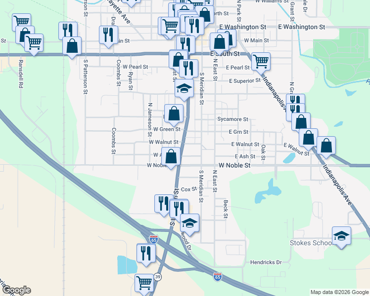 map of restaurants, bars, coffee shops, grocery stores, and more near 122 West Walnut Street in Lebanon