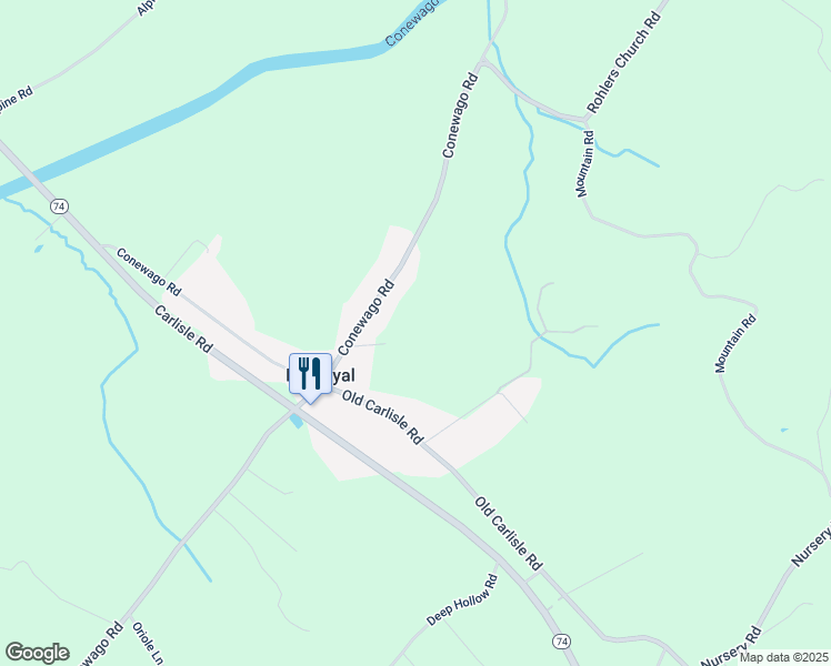 map of restaurants, bars, coffee shops, grocery stores, and more near 2141 Conewago Road in Dover