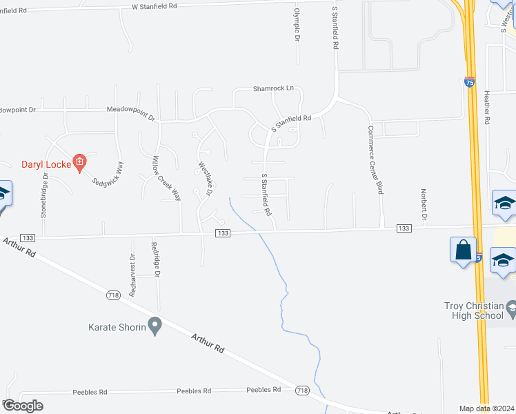 map of restaurants, bars, coffee shops, grocery stores, and more near 2311 Neff Lane in Troy