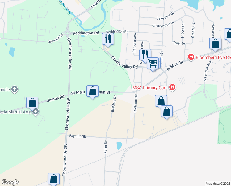 map of restaurants, bars, coffee shops, grocery stores, and more near 341 Builders Drive in Newark
