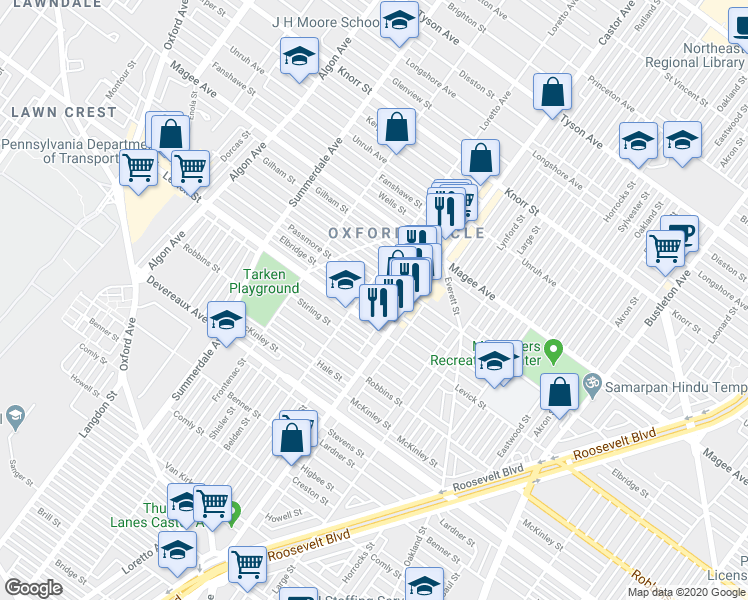 map of restaurants, bars, coffee shops, grocery stores, and more near 1313 Elbridge Street in Philadelphia
