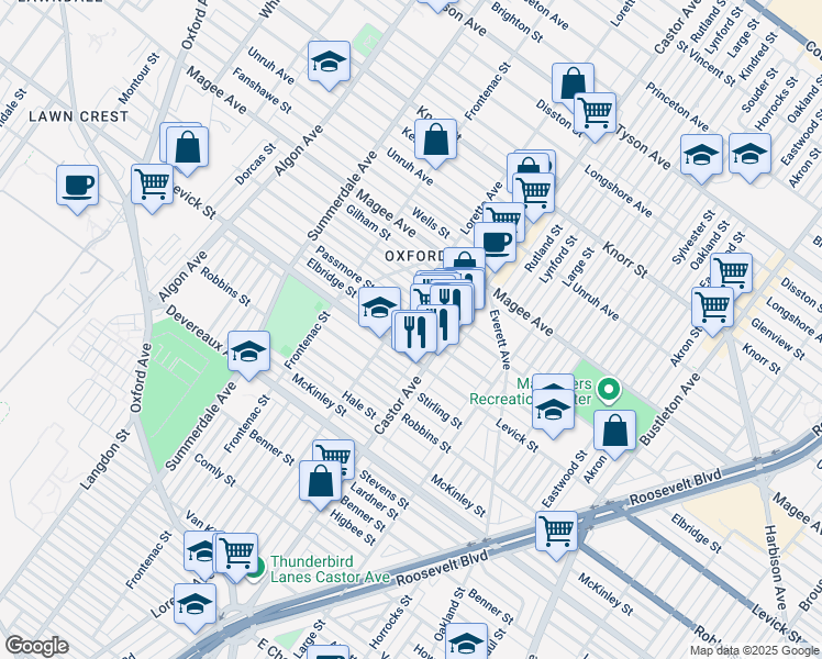 map of restaurants, bars, coffee shops, grocery stores, and more near 1313 Elbridge Street in Philadelphia