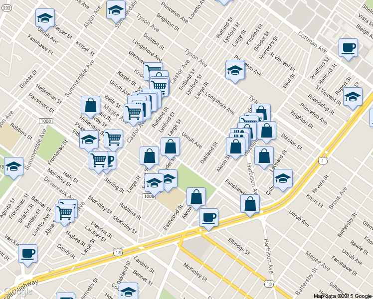 map of restaurants, bars, coffee shops, grocery stores, and more near 6650 Horrocks Street in Philadelphia