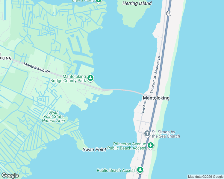 map of restaurants, bars, coffee shops, grocery stores, and more near 2 Mantoloking Road in Brick Township