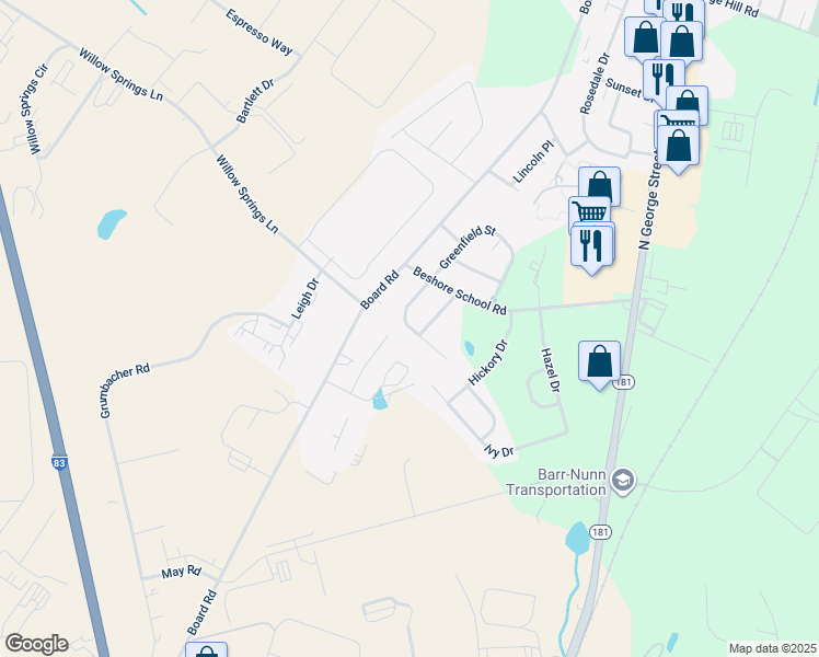 map of restaurants, bars, coffee shops, grocery stores, and more near 375 Greenfield Street in Manchester