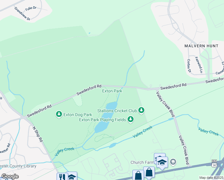 map of restaurants, bars, coffee shops, grocery stores, and more near 800 E Swedesford Rd in Exton