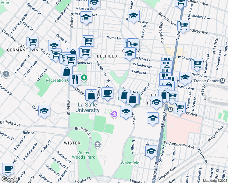 map of restaurants, bars, coffee shops, grocery stores, and more near 1809 West Chew Avenue in Philadelphia
