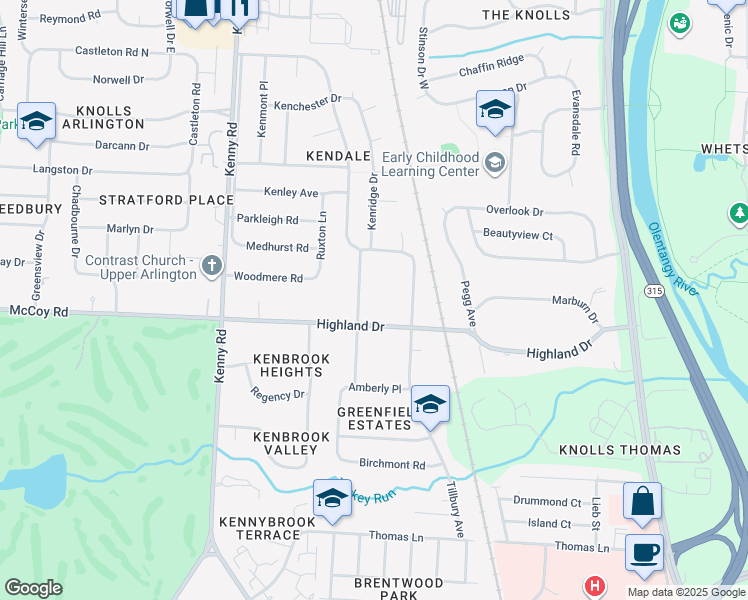 map of restaurants, bars, coffee shops, grocery stores, and more near 3978 Clearview Avenue in Columbus