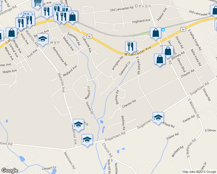 map of restaurants, bars, coffee shops, grocery stores, and more near 434 Heatherwood Lane in Devon