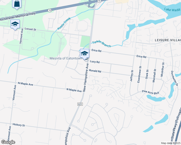map of restaurants, bars, coffee shops, grocery stores, and more near 14 Ronald Road in Lakewood
