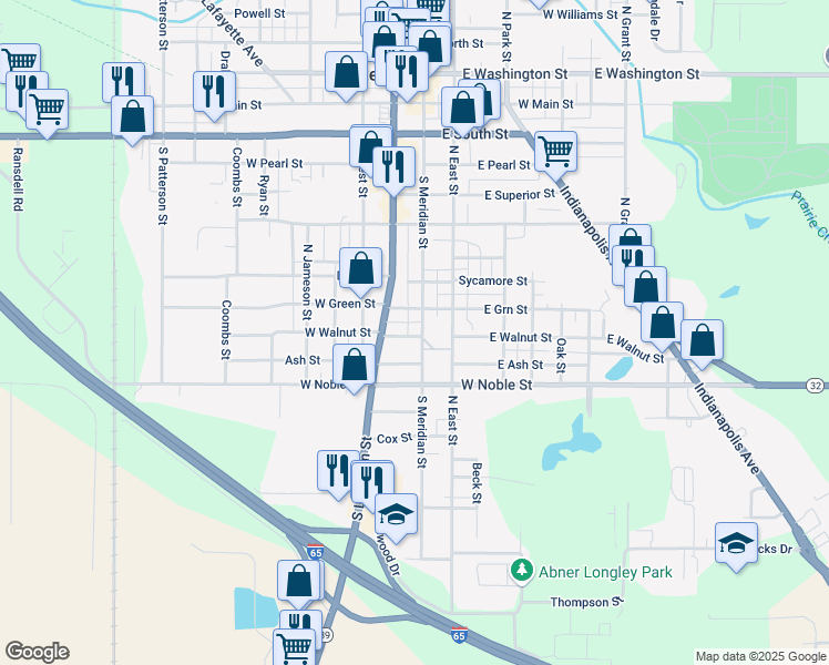 map of restaurants, bars, coffee shops, grocery stores, and more near 122 West Walnut Street in Lebanon