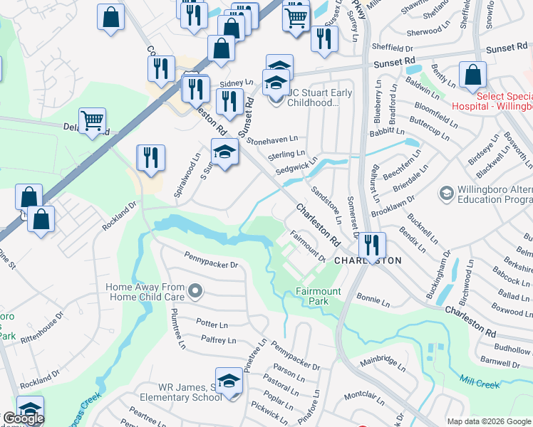 map of restaurants, bars, coffee shops, grocery stores, and more near 14 Forestview Place in Willingboro