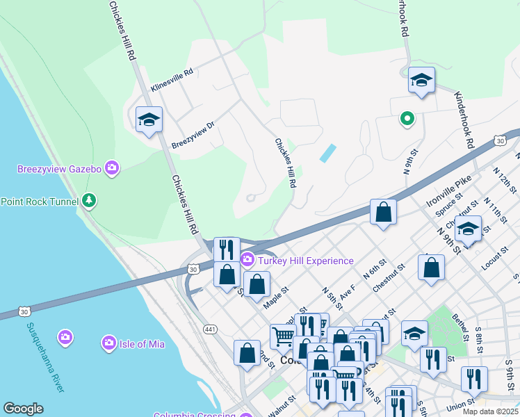 map of restaurants, bars, coffee shops, grocery stores, and more near 719 Chickies Dr in Columbia