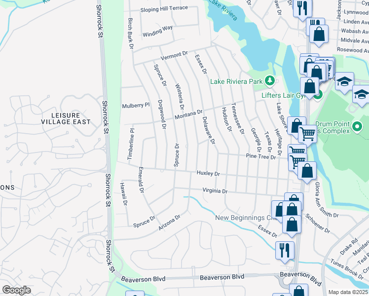 map of restaurants, bars, coffee shops, grocery stores, and more near 298 Wisteria Drive in Brick