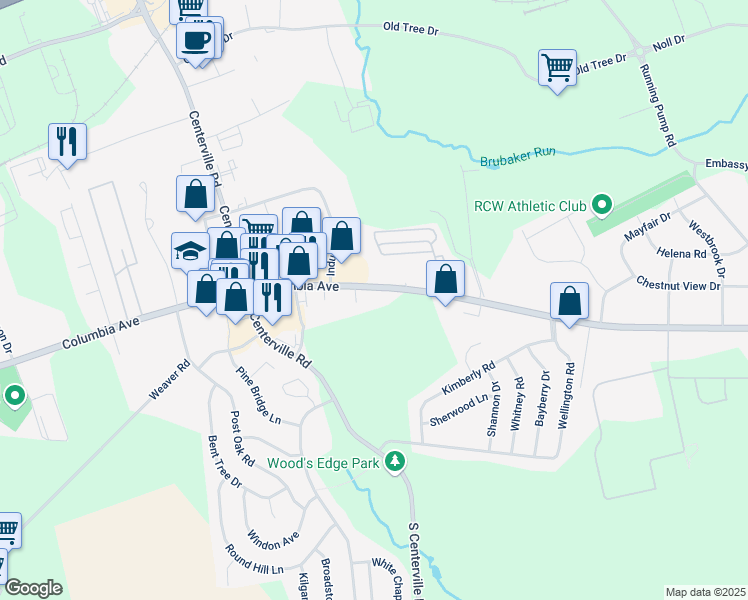 map of restaurants, bars, coffee shops, grocery stores, and more near 2910 Columbia Avenue in Lancaster
