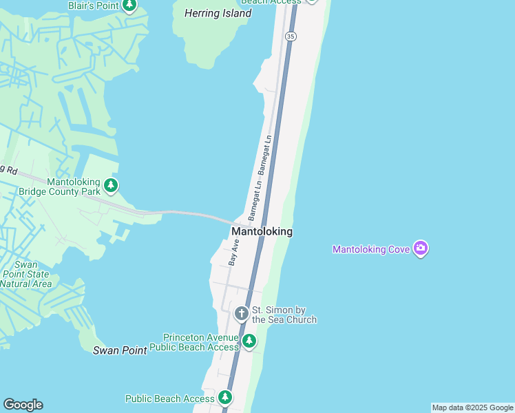 map of restaurants, bars, coffee shops, grocery stores, and more near 1117 Barnegat Lane in Mantoloking