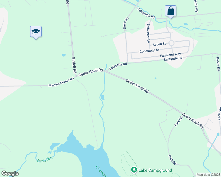 map of restaurants, bars, coffee shops, grocery stores, and more near 826 Cedar Knoll Road in Coatesville