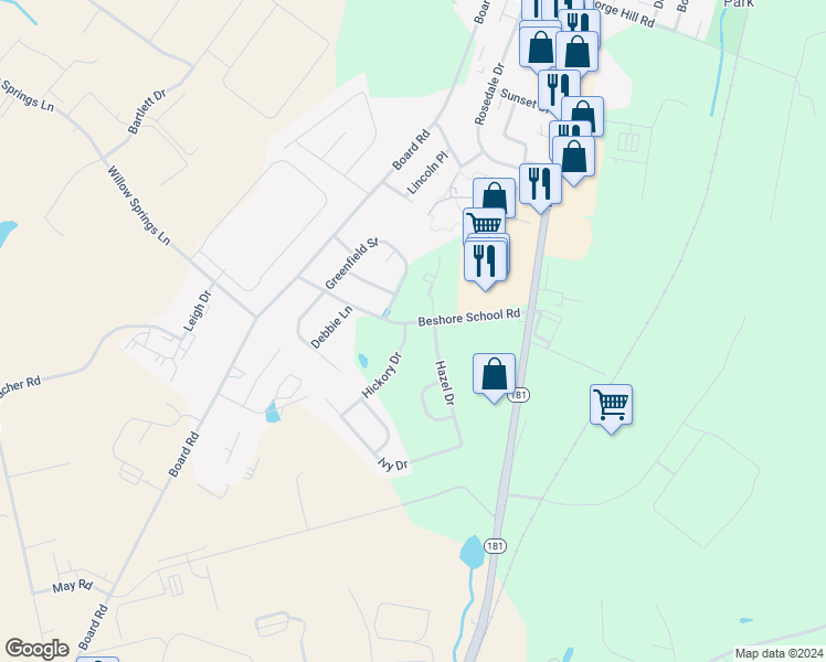 map of restaurants, bars, coffee shops, grocery stores, and more near 10 Hickory Drive in Manchester