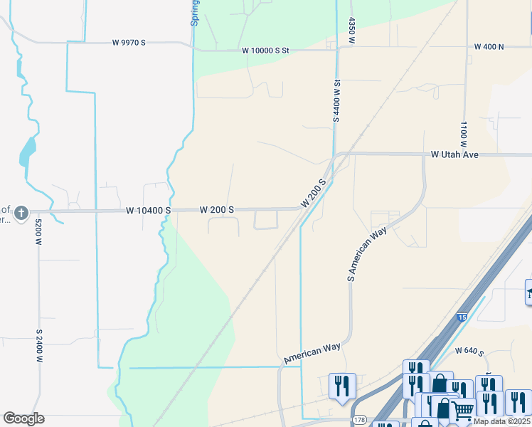 map of restaurants, bars, coffee shops, grocery stores, and more near 1247 1750 West in Payson