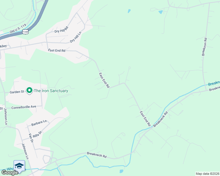 map of restaurants, bars, coffee shops, grocery stores, and more near East End Road Exd in Connellsville